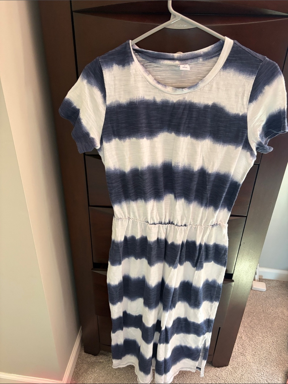Old Navy Navy and White Tie-Dye Short Sleeve Dress